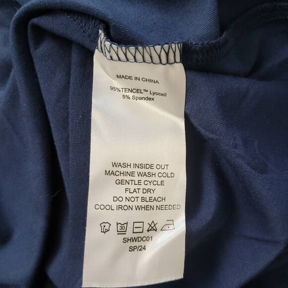 NWT Quince Tencel Jersey V-Neck Long Sleeve Midi Dress Sz XL Navy Stretch Pullov - Picture 8 of 11